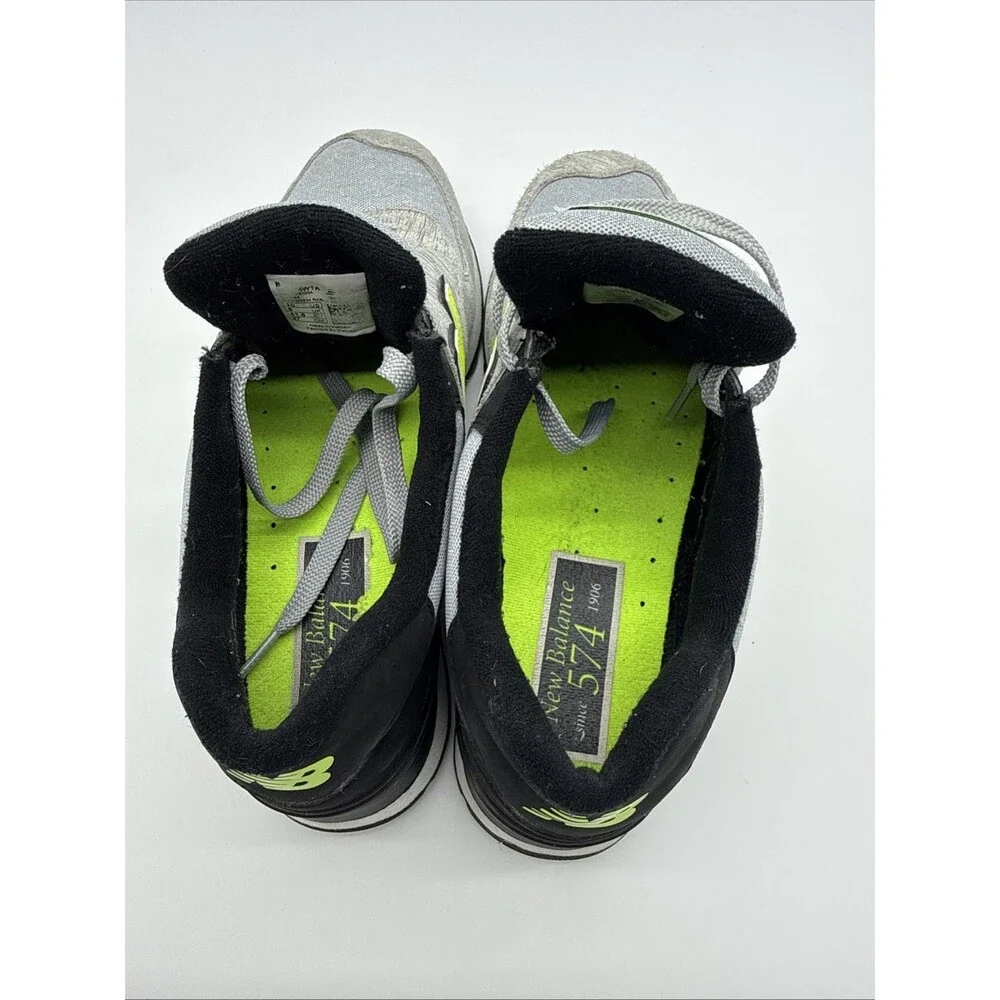 New Balance 9.5B 574 women's sneakers Shoes Gray Black Neon Yellow